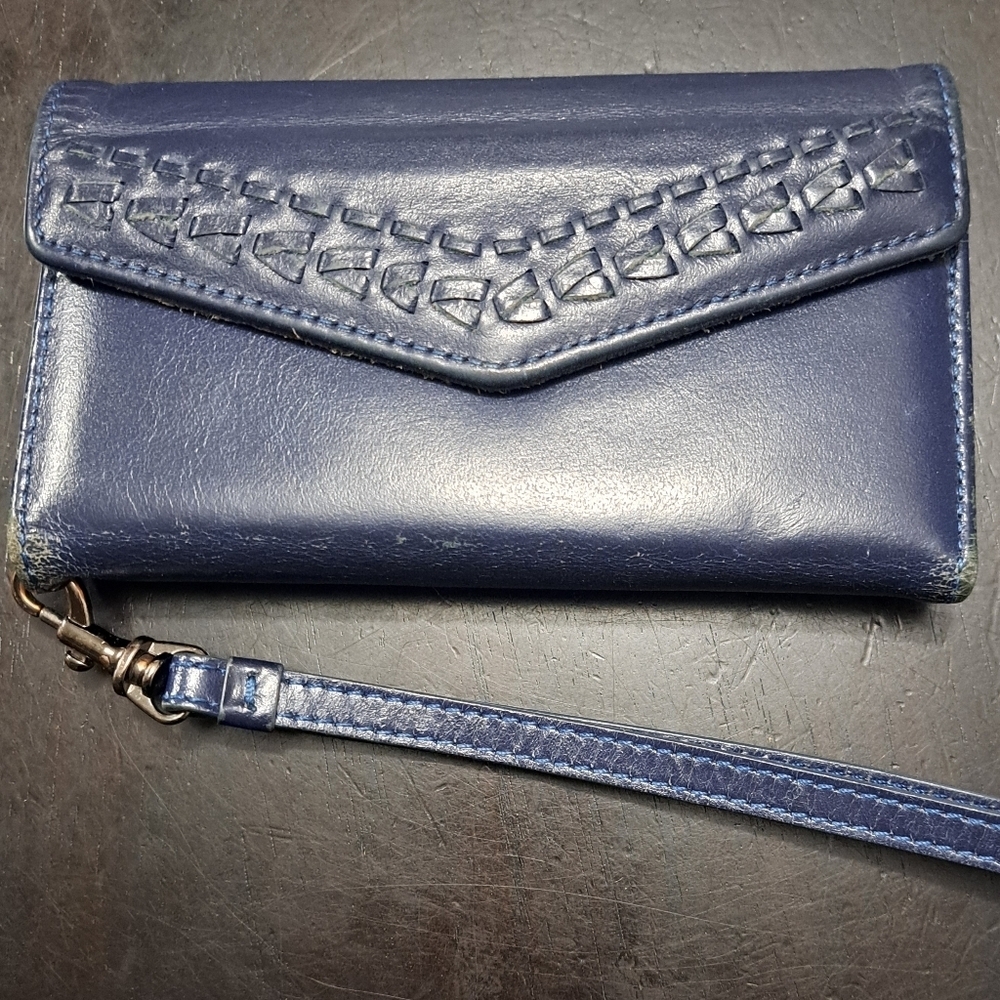 Rebecca Minkoff  Blue Leather Cell Phone Case Wristlet.        3"×5.5"